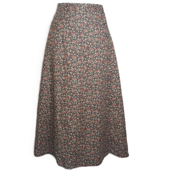 Vtg Chaus Sport Linen Blend Calico Floral Vest Midi Skirt Set 8 Cottagecore Fall - Picture 7 of 10